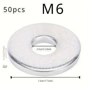 [Popular Choice] 50pcs Heavy-Duty Stainless Steel Flat Washers M6/M8 Sizes - Durable Metal Screw Gaskets