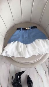 Váy Midi Xếp Ly Cao Cấp Kiểu Dáng Chữ A Phối Bèo Nhún Thời Trang Đường Phố Mùa Xuân Hè Dành Cho Nữ