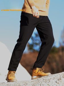 Jeep | Jeep Mens Outdoor Soft Shell Pants Fleece Lined Casual Windproof Waterproof Hiking Trousers Autumn Winter Thermal Breathable