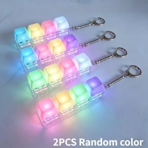 1/2PCS LED Macaron Keyboard Fidget Toys with LED Light Keychain Sensory Fun Toys for Anxiety Decompression