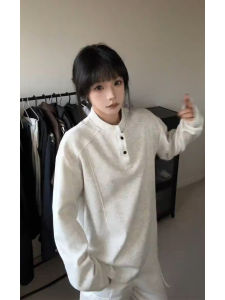 เสื้อยืดคอกลมแขนยาวทรงหลวมสไตล์อเมริกันสำหรับผู้ชาย ฤดูใบไม้ผลิและฤดูใบไม้ร่วง เสื้อเชิ้ตสไตล์ Cleanfit ทรงหลวม