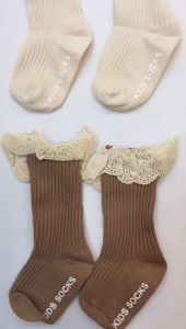 KAOS KAKI RENDA ANAK & BAYI BABY LACE SOCKS EARTH TONE KAOS KAKI PESTA ANAK SELUTUT 0-3 Tahun Anak Balita
