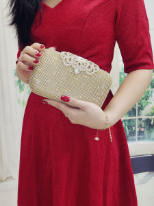 Elegant Diamond Embedded Evening Bag for Women Square Shape Handbag Wedding Banquet Flag Robe Dress Code Charming Mother in Law