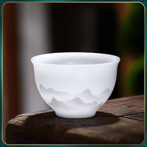 High-End White Porcelain Tea Cup Chinese Style Gongfu Tea Drinking Cup Mens Womens Version Ice Quality Thin-Walled Owner Cup