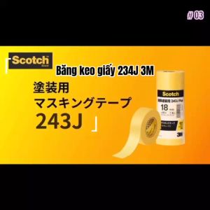 Băng keo giấy 3M 243J - khổ 20mm x18m (600) - 6 cuộn/ lốc