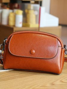 Womens Mini Crossbody Bag Single Shoulder Genuine Leather Mobile Phone Bag Summer New Style Casual Fashion Soft Shell Shape