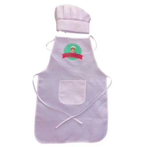 Celemek Anak Dan Topi Chef Plus Sablon Chef Junior Bisa Custom Nama Di Topi Koki /  Apron dan topi koki Anak Dengan Sablon DTF