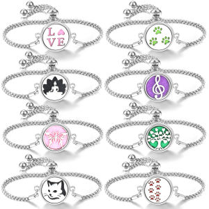 Trendy 20mm Butterfly Insert Pad Aromatherapy Bracelet Stainless Steel Women Essential Oil Diffuser Bangle Support Custom Logo