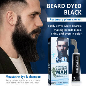2 Minutes Black Beard Dye Cream With Comb 80ml Rosemary Natural Black Beard Dye Shampoo Pure Plant-Based Instant Hair Dye Cream