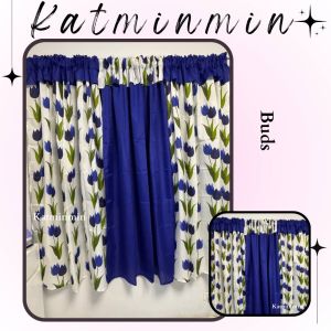 buds 2 royalblue matchy design curtain (Katminmin) double panel window door valance