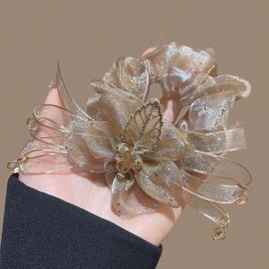 Elegant Floral Net Hair Accessories Womens Hair Ties Elastic Hair Bands Hair Ropes for Styling And Decoration 2025 New Style