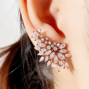 Huitan Gorgeous Womens Stud Earrings Full with Dazzling CZ Stone Sparkling Ear Piercing Earrings Party Jewelry Drop Shipping