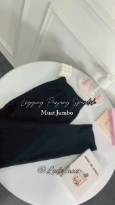 LadyLuxe - Celana Legging Panjang Karet Wanita Hitam Polos Soft Rayon All Size Leging Jumbo Hotpants Stretch Jersey Leggings CW002