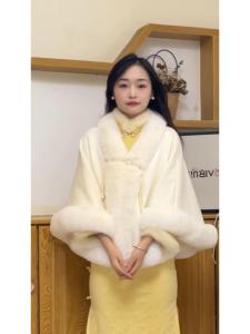 White Fleece Lined Shawl Collar Cardigan Thickened Autumn Winter New Chinese Style Retro Flag Dress Outerwear Elegant Coat
