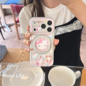 Sanrio | Ốp Điện Thoại Hello Kitty Kẻ Caro Hồng Dễ Thương Xoay 360 Độ Tích Hợp Giá Đỡ Dành Cho iPhone 17/16/15 Pro Max - Chống Sốc Chống Xước Chống Bụi Kèm Giá Đỡ