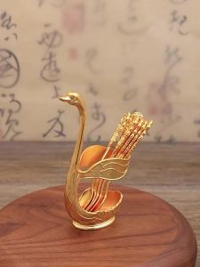 Bộ giá đỡ đế thiên nga với 6 nĩa tráng miệng nĩa kim loại 4.5 inch với giá đỡ đế thiên nga trang nhã bộ đồ dùng trang trí nĩacho tráng miệng trái cây m