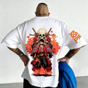 Bandai | One Piece Men Women T-shirt Monkey D. Luffy Summer Anime Print Tee Spring and Autumn Short-sleeved Retro Harajuku Y2K Streetwear