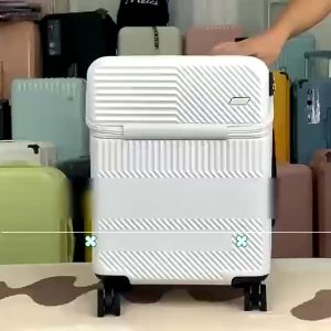 🔥Ready Stock🔥USB Rechargeable Luggage front opening combination suitcase Japanese style Luggage行李箱