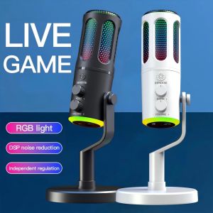 Professional Gaming Microphone With Stand RGB USB Wired Condenser Mic For PC Laptop Streaming Podcast Karaoke Live Broadcast