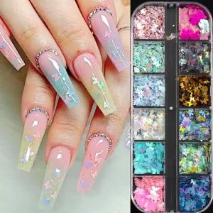 Holographic Butterfly Nail Sequins – Y2K Style Sparkling & Cute Nail Art Decorations Salon Accessories & DIY Nail Supplies