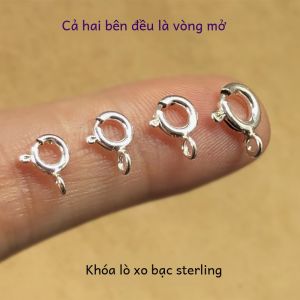 S925 Bạc Nguyên Chất Tròn Lò Xo Khóa Dây Làm Vòng Tay Móc Cài Nút Bạc Con Lắc Phụ Kiện Bạc