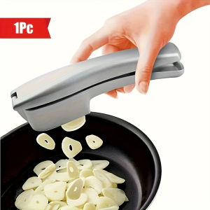 Garlic Press 2-in-1 Mincer Crusher and Slicer with Peeler & Brush –Rustproof Dishwasher Safe Ergonomic Handle