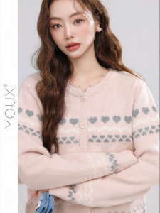 YOUXIANG | Áo Cardigan Knit Thiết Kế Dâu Tây Cổ Tròn Vintage