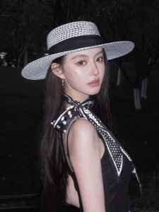 BILLI ZILLY | French Style Sun Hat Women Summer Elegant Wide Brim Hat Holiday Vacation Sunscreen Anti-UV Straw Cap Casual Flat Top Hat