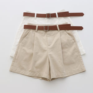 Tomato Shop Free Shipping ~ Easy to Wear Practical ~ Small Retro Cotton Linen Washing Belt Shorts ~