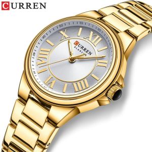 CURREN 9091 Top Brand Luxury Womens Watch Night Light Waterproof Elegant Stainless Steel Strap Bracelet Classic Womens Watch