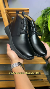 Otiv London Black - Sepatu Boots Kulit Pria Untuk Kerja Kuliah Casual Travelling