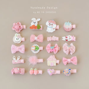 Cute Cartoon Childrens Pink Hair Clips Baby Forehead Clip Full Cloth Sweat Hair Damage Free Girls Hair Accessories