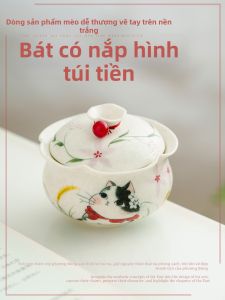 JISU | Tách Trà Gaiwan Hình Mèo Dễ Thương Chống Trượt