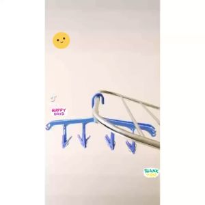 หนีบผ้าพลาสติกเกรด A รุ่น 45 cm พร้อมกิ๊บ 8 ตัว (สะดวกพับเก็บ ป็นแบบไม้แขวนได้)