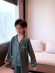 BOBOELEPHANT | Boys Autumn Ice Silk Long Sleeve Pajamas