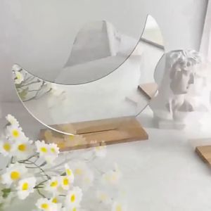 INS Lifestyle Irregular HD Mirror Dressing Table Makeup Cosmetic Wood Holder Decoration Room Photo Props镜子