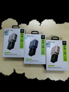 ENERGEA TravelGo Adapter PD45W GaN 2C Ultra Portable Travel Adapter with Interchangable Plugs-Blue Black/ Gunmetal Black/ Gold Black