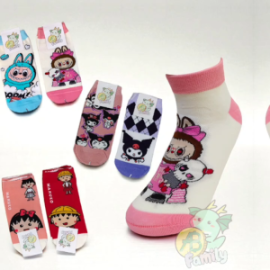 S5 [5PASANG] Kaus Kaki Wanita Cartoon Lucu Kuromi Labubu Maruko