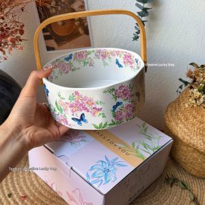 Vintage Green Osmanthus Ceramic Aesthetic Home Living Fruit Basket