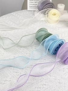 4*900cm Plain Fishtail Yarn Ribbon Bouquet Packaging Material Flower Baking Lace Ribbon 鱼尾纱波浪纱丝带纱带
