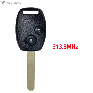 YOCASTY 433MHz Remote Key 313.8MHz For Honda CRV Civic Jazz 2006 2007 2008 2011 ID46 Chip With Uncut Blade MLBHLIK-1T 2 Button
