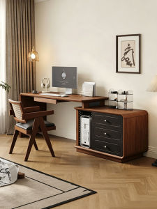 QUYUAN | Extendable Corner Solid Wood Study Table Desk With Drawer