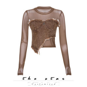 Áo Thun Tay Dài Ngắn Phong Cách Đường Phố Cổ Tròn Không Tay Mùa Thu Polyester 95% Spandex 5% Màu Trơn