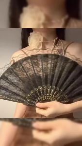 AUK. Vintage Style Lace Folding Hand Fan Bride Hand Fan Art Craft Gift Decor