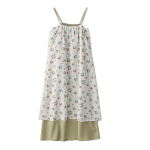 Homemade Chinese Retro Floral Assorted Colors False-Two-Piece Tube Top Suspender Skirt Niche Design Dress Long Skirt