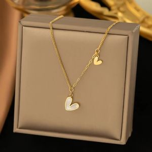 anenjery | Mặt Dây Chuyền Hình Trái Tim Bằng Thép Không Gỉ ANENJERY L316 Vỏ Sò Trắng Kiểu Dáng Thanh Lịch Đơn Giản Dây Chuyền Xương Quai Xanh Dành Cho Nữ Trang Sức Thời Trang Quà Tặng.