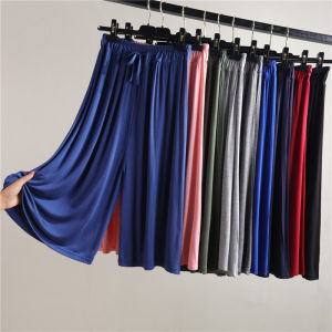 High Waist Modal Wide Leg Pants Womens Summer Thin Loose Straight Casual Trousers Drapey Nine Points Pants Commute Style