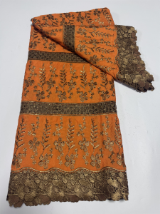 2026 African Stones Cotton Lace Fabric 5Yards Embroidered 3D Cord Dry Lace Dubai Style for Wedding Party Dresses