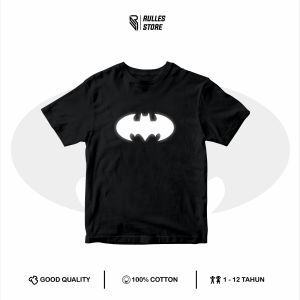One piece Baju Kaos Anak Laki laki Perempuan Logo Motif Batman Glow in the dark Bisa Nyala Rainbow Reflektif Katun Combad 30s Premium