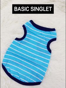 [24HR SHIP] CAT DOG STRIPE SLEEVELESS BREATHABLE CLOTHES Fashion Good Quality Soft T-Shirt